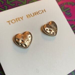 Tory Burch Hammered Heart Earrings